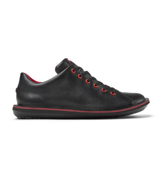 Camper para hombre. 18648-074 Zapatos de piel Beetle negro (44), Plano, 1 a 3cm, Cordones, Casual