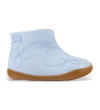 Camper unisex para niños. K900205-006 Botines de piel First Peu azul (24), Plano, Cremallera, Casual, moda infantil
