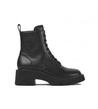 Camper para mujer. K400577-001 Botines de piel Milah negro -Altura tacón: 5,4cm- (37), 5 a 8cm, Cordones, Cremallera, Casual