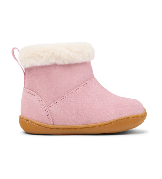 Camper unisex para niños. K900388-002 Botines de piel Peu rosa (24), Plano, Cremallera, Casual, moda infantil