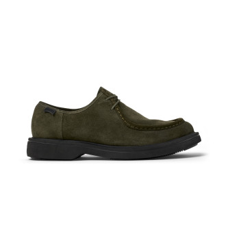 Camper para hombre. K100999-002 Zapatos de piel Norman verde oscuro (40), Plano, Cordones, Casual