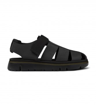 Camper para hombre. K100285-007 Sandalias de Piel Oruga negro (45), Plano, Velcro, Casual
