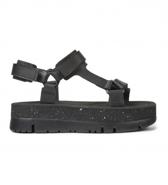 Camper para mujer. K201037-024 Sandalias de Piel Oruga negro (39), 3 a 5cm, Velcro, Casual