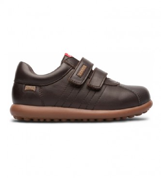 Camper para niño. 80353-044 Zapatillas de piel Pelotas Ariel marrón (35), Plano, Velcro, Casual, moda infantil