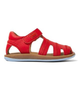 Camper unisex para niños. 80372-071 Sandalias cangrejeras de piel Bicho rojo (22), Plano, Velcro, Casual, moda infantil