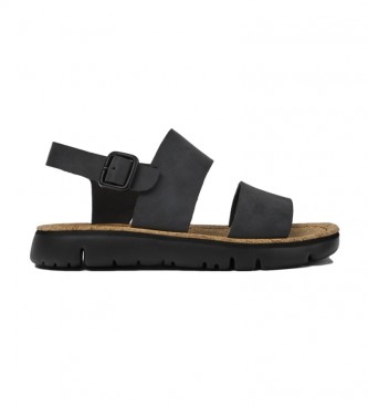 Camper para mujer. K201038-001 Sandalias de piel OrugaSand negro (39), Plano, Hebilla, Casual
