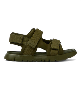 Camper para mujer/niña. K800532-005 Sandalias Oruga verde (38), Plano, Velcro, Casual, Beachwear, Poliéster reciclado, moda infantil