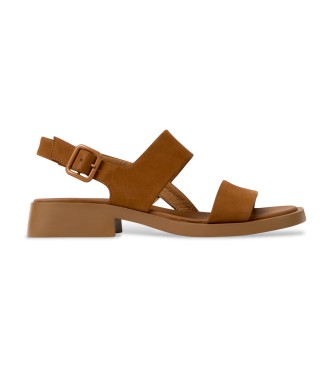 Camper para mujer. K201486-014 Sandalias de Piel Dana marrón (42), Plano, Hebilla, Casual