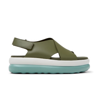 Camper para mujer. K201727-003 Sandalias de piel Pelotas Flota Up verde (38), 5 a 8cm, Velcro, Casual