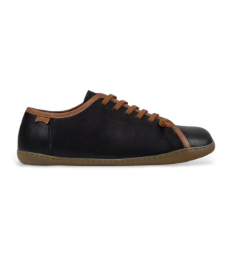 Camper unisex. K101064-005 Zapatillas de piel Twins negro (40), Plano, Cordones, Casual