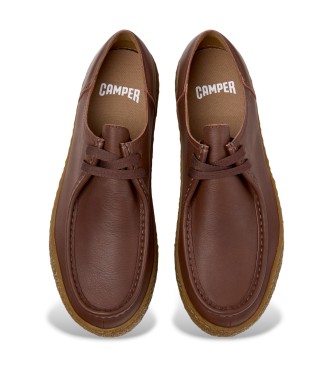 Camper para hombre. K101099-001 Zapatos de Piel Peu Terreno marrón oscuro (43), Plano, Cordones, Casual, Clásico