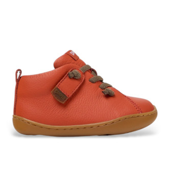 Camper unisex para niños. 80153-115 Zpatillas de Piel Peu naranja (23), Plano, Cordones, Casual, moda infantil