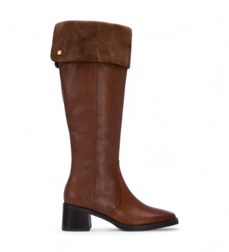 Carmela para mujer. 16269101-CAMEL Botas de Piel 162691 marrón (36), 3 a 5cm, Cremallera, Casual, Clásico