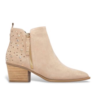 Carmela para mujer. 16315104-BEIGE Botines de Piel 163151 marrón (40), 5 a 8cm, Serraje, Cremallera, Casual