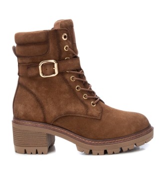 Carmela para mujer. 16104903-CAMEL Botines 161049 marrón -altura tacón: 6cm- (36), 5 a 8cm, Serraje, Cordones, Cremallera, Casual