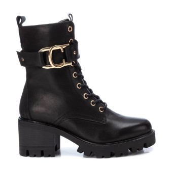Carmela para mujer. 16107502-NEGRO Botines de piel 161075 negro -altura tacón: 7cm- (36), 5 a 8cm, Cordones, Cremallera, Casual, Carmela out