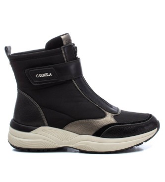 Carmela para mujer. 16196201-NEGRO Botines de piel 161962 Negro (41), 3 a 5cm, Cremallera, Velcro, Casual, Carmela outlet 2024.