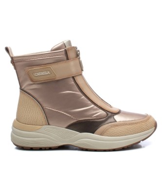 Carmela para mujer. 16196204-BEIGE Botines de Piel 161962 beige (37), Plano, 1 a 3cm, Cremallera, Casual