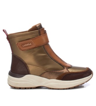 Carmela para mujer. 16196205-CAMEL Botines de Piel 161962 marrón (36), Plano, 1 a 3cm, Cremallera, Casual