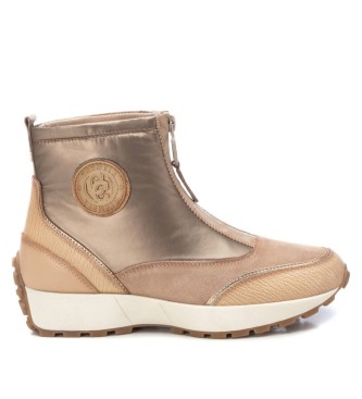 Carmela para mujer. 16199503-BEIGE Botines de Piel 161995 beige (36), Plano, 1 a 3cm, Cremallera, Casual