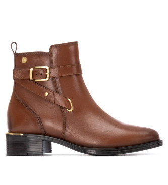 Carmela para mujer. 16247502-CAMEL Botines de piel 162475 marrón (40), Plano, Cremallera, Casual