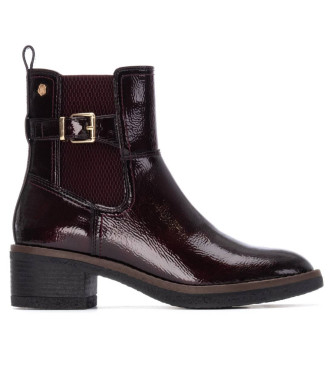 Carmela para mujer. 16257902-BURDEOS Botines de piel 162579 negro (39), Plano, Cremallera, Casual