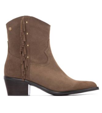 Carmela para mujer. 16266302-TAUPE Botas de serraje 162663 marrón (37), 3 a 5cm, Cremallera, Casual
