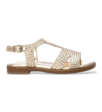 Carmela para mujer. 16219902-ORO Sandalia de Piel 162199 dorado (36), Plano, Hebilla, Casual