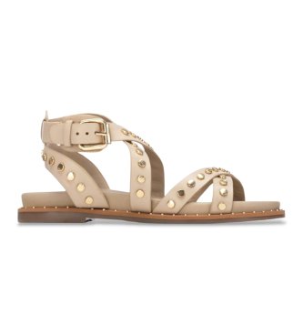 Carmela para mujer. 16239305-HIELO Sandalias de Piel 162393 beige (36), Plano, Hebilla, Casual
