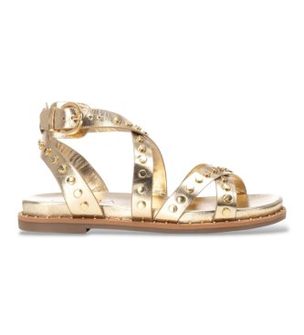 Carmela para mujer. 16239303-ORO Sandalias de Piel 162393 dorado (35), Plano, Hebilla, Casual