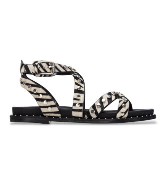 Carmela para mujer. 16239308-CEBRA Sandalias de Piel 162393 negro (36), Plano, Hebilla, Casual