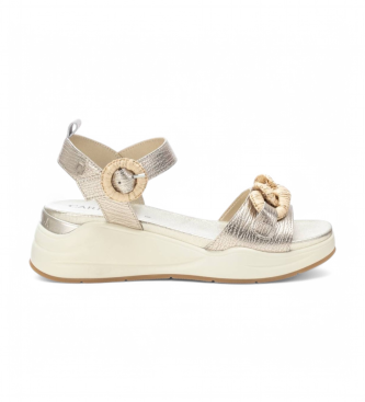Carmela för kvinnor. 16233101-ORO Sandaler i läder 162331 gyllene (36), Hud, Dorado, 3 till 5 cm, Spänne, Casual