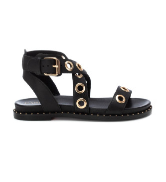 Carmela para mujer. 16238901-NEGRO Sandalias de piel 162389 negro (38), Plano, Hebilla, Casual