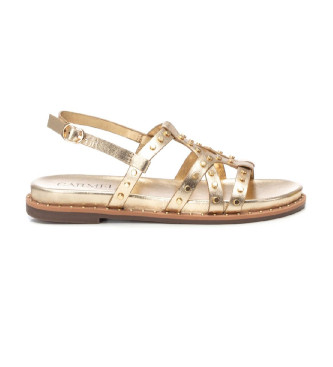Carmela para mujer. 16239202-ORO Sandalias de piel 162392 dorado (36), Plano, Hebilla, Casual