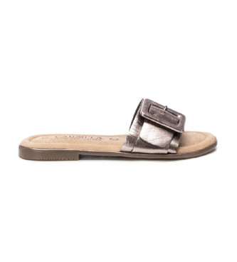 Carmela för kvinnor. 16240603-PLOMO Sandaler i silverfärgat läder 162406 (41), Hud, Karta, Ingen, Casual