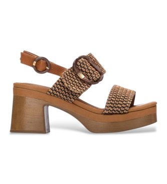 Carmela para mujer. 16315601-CAMEL Sandalias 163156 marrón (36), Tela, 5 a 8cm, Hebilla, Casual