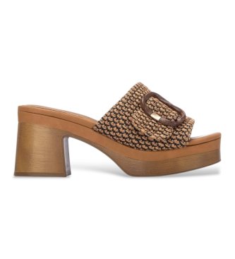 Carmela para mujer. 16315801-CAMEL Sandalias 163158 marrón (37), Tela, 5 a 8cm, Ninguno, Casual, Clásico
