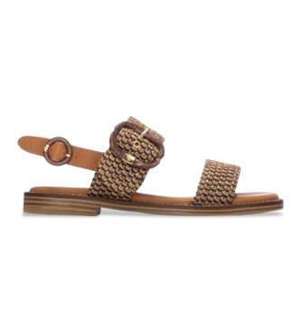 Carmela para mujer. 16315901-CAMEL Sandalias 163159 marrón (36), Tela, Plano, Hebilla, Casual