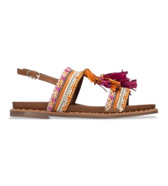 Carmela para mujer. 16319802-CAMEL Sandalias 163198 marrón (37), Plano, Hebilla, Casual