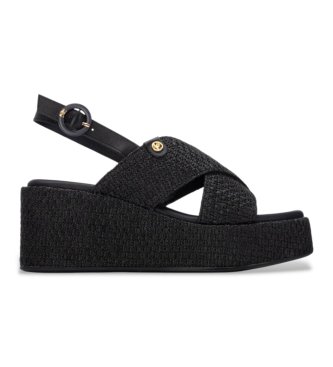 Carmela för kvinnor. 16323403-NEGRO Sandaler 163234 svart (37), Tyg, 5 till 8 cm, Spänne, Casual
