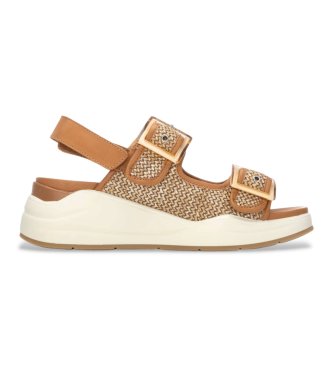 Carmela för kvinnor. 16326703-CAMEL Sandaler 163267 brun (40), Tyg, 3 till 5 cm, Spänne, Casual