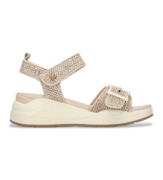 Carmela para mujer. 16326801-BEIGE Sandalias 163268 beige (36), Tela, Plano, Velcro, Casual