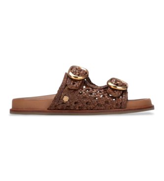 Carmela para mujer. 16305802-CAMEL Sandalias de Piel 163058 marrón (36), Plano, Ninguno, Casual