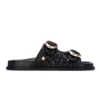 Carmela para mujer. 16305801-NEGRO Sandalias de Piel 163058 negro (37), Plano, Ninguno, Casual