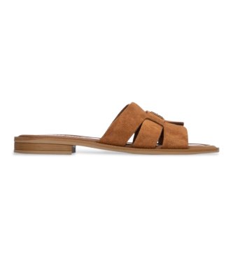 Carmela para mujer. 16306105-CAMEL Sandalias de Piel 163061 marrón (41), Plano, Serraje, Ninguno, Casual