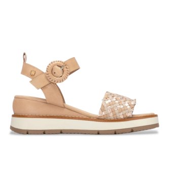Carmela för kvinnor. 16315505-BEIGE Sandaler i läder 163155 beige (37), Hud, 3 till 5 cm, Spänne, Casual