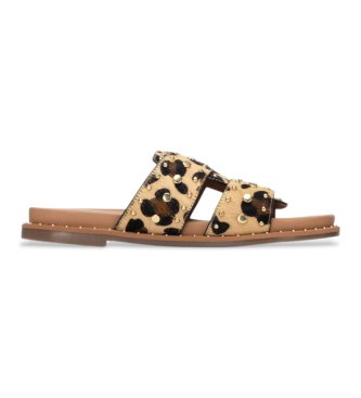 Carmela för kvinnor. 16320203-LEOPARDO Sandaler i läder 163202 beige (41), Hud, Karta, Ingen, Casual, Djurmönster