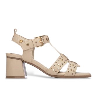 Carmela för kvinnor. 16325101-BEIGE Sandaler i läder 163251 beige (40), Hud, 5 till 8 cm, Spänne, Klassisk
