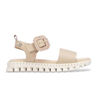 Carmela för kvinnor. 16326602-BEIGE Sandaler i läder 163266 beige (37), Hud, Karta, Spänne, Casual