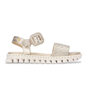 Carmela para mujer. 16326601-ORO Sandalias de Piel 163266 dorado (40), Plano, Hebilla, Casual